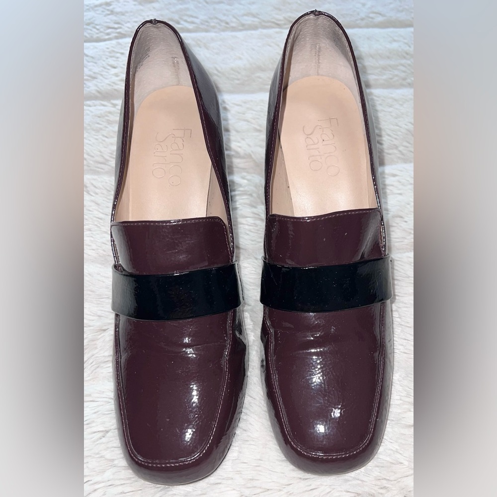 Franco Sarto W8 Burgundy & Black Patent Loafers